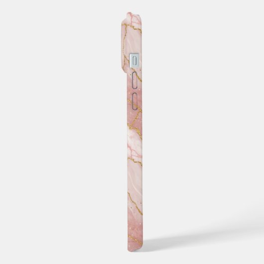 Personalized Modern Rose Quartz Marble Gold iPhoneケース (左側面)