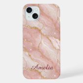 Personalized Modern Rose Quartz Marble Gold iPhoneケース (裏面)