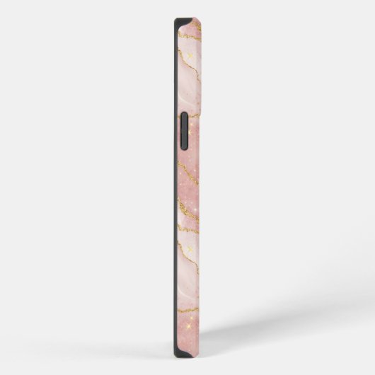 Personalized Modern Rose Quartz Marble Gold iPhoneケース (右側面)