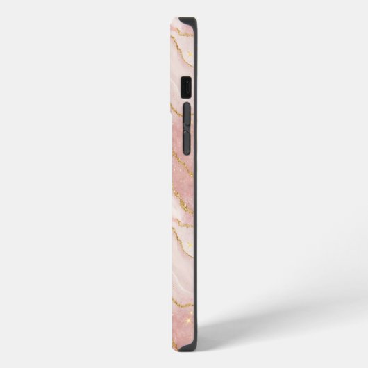 Personalized Modern Rose Quartz Marble Gold iPhoneケース (左側面)