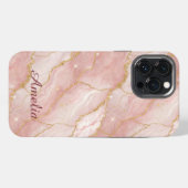 Personalized Modern Rose Quartz Marble Gold iPhoneケース (裏面横)