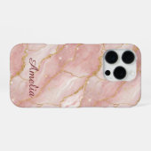 Personalized Modern Rose Quartz Marble Gold iPhoneケース (裏面横)