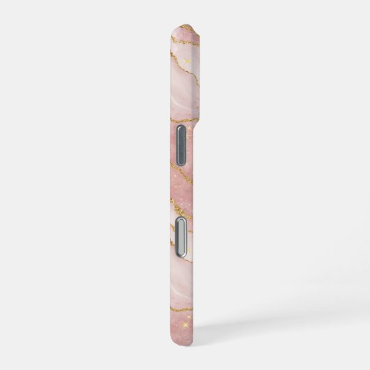 Personalized Modern Rose Quartz Marble Gold iPhoneケース (右側面)