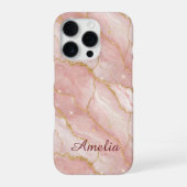 Personalized Modern Rose Quartz Marble Gold iPhoneケース (裏面)