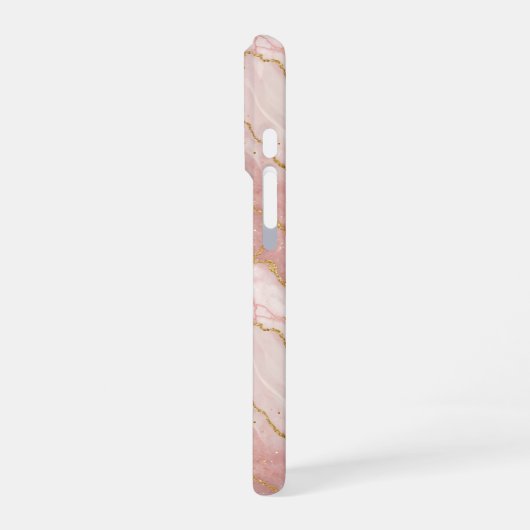 Personalized Modern Rose Quartz Marble Gold iPhoneケース (左側面)
