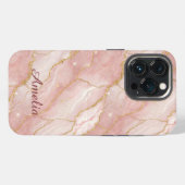 Personalized Modern Rose Quartz Marble Gold iPhoneケース (裏面横)