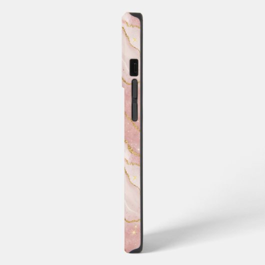 Personalized Modern Rose Quartz Marble Gold iPhoneケース (左側面)
