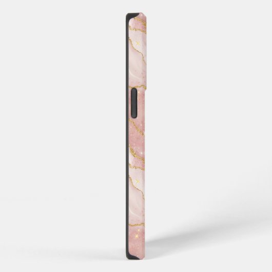 Personalized Modern Rose Quartz Marble Gold iPhoneケース (右側面)