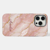 Personalized Modern Rose Quartz Marble Gold iPhoneケース (裏面横)