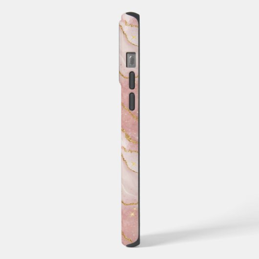 Personalized Modern Rose Quartz Marble Gold iPhoneケース (左側面)