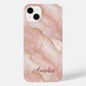 Personalized Modern Rose Quartz Marble Gold iPhoneケース (裏面)