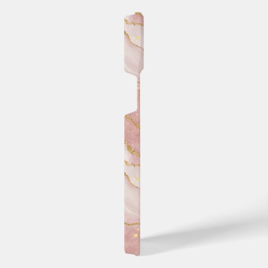 Personalized Modern Rose Quartz Marble Gold iPhoneケース (右側面)