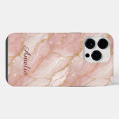 Personalized Modern Rose Quartz Marble Gold iPhoneケース (裏面横)