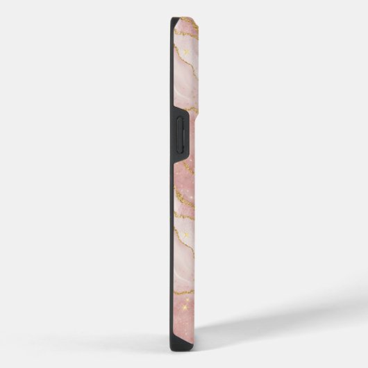 Personalized Modern Rose Quartz Marble Gold iPhoneケース (右側面)
