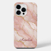 Personalized Modern Rose Quartz Marble Gold iPhoneケース (裏面)