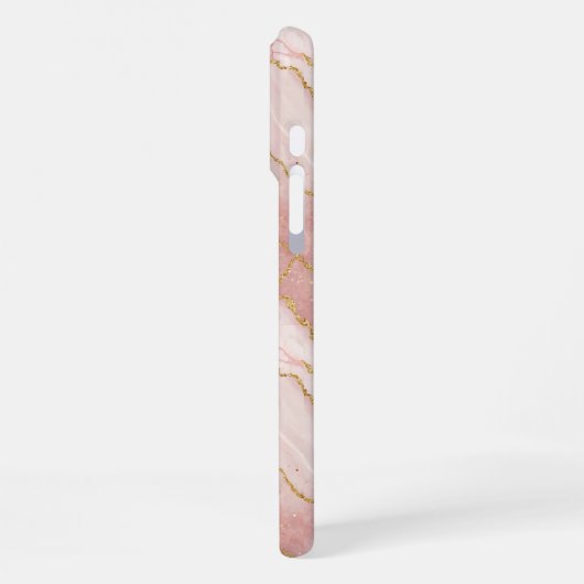Personalized Modern Rose Quartz Marble Gold iPhoneケース (左側面)