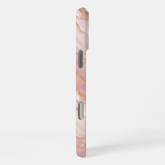 Personalized Modern Rose Quartz Marble Gold iPhoneケース (右側面)