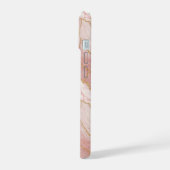 Personalized Modern Rose Quartz Marble Gold iPhone 15ケース (左側面)