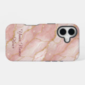 Personalized Modern Rose Quartz Marble Gold iPhone 16ケース (裏面横)