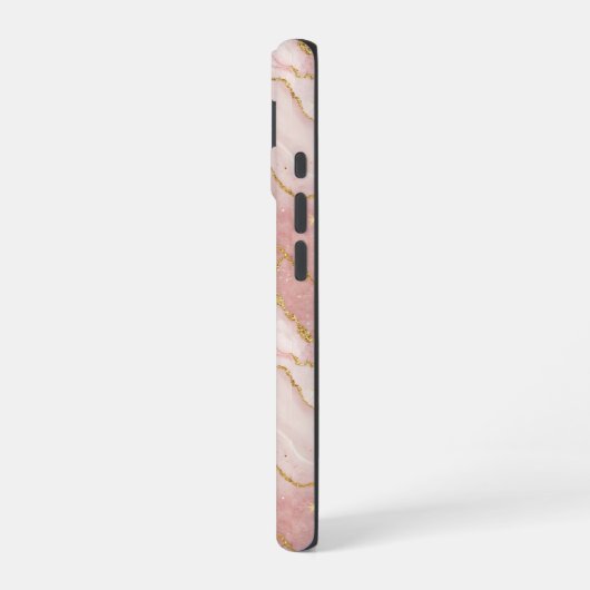 Personalized Modern Rose Quartz Marble Gold iPhone 16ケース (左側面)