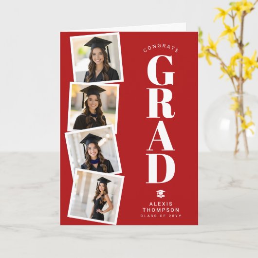 Personalized Modern School College Graduation  カード (黄色い花)