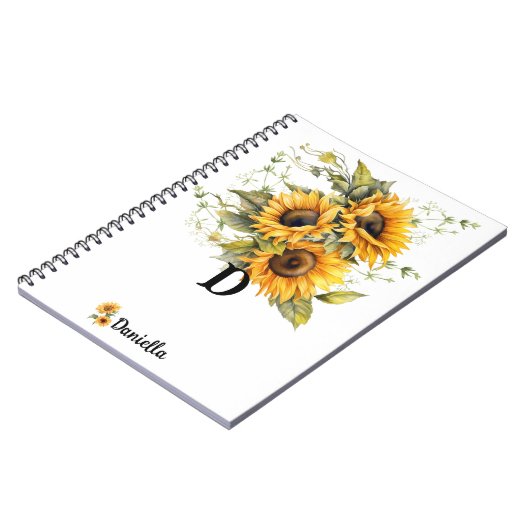 Personalized Modern Sunflower ノートブック (左側)