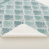 Personalized Modern Teal Nordic Damask シェルパブランケット (3/4)
