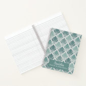 Personalized Modern Teal Nordic Damask ノートブック (内部)