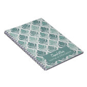 Personalized Modern Teal Nordic Damask ノートブック (右側)