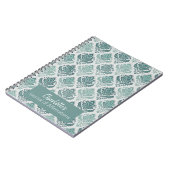 Personalized Modern Teal Nordic Damask ノートブック (左側)