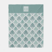 Personalized Modern Teal Nordic Damask フリースブランケット (正面)
