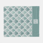 Personalized Modern Teal Nordic Damask フリースブランケット (正面(横))