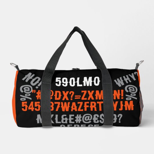 Personalized modern text beautiful orange black ダッフルバッグ (正面)