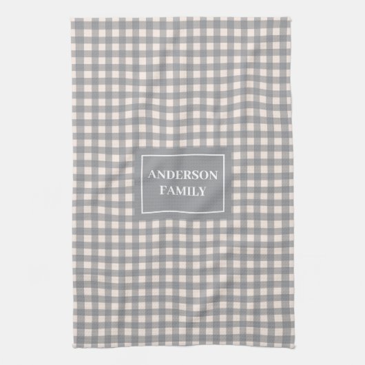 Personalized Modern Towel Trendy Coral Grey Style キッチンタオル (縦)