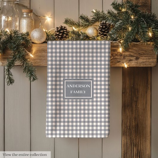 Personalized Modern Towel Trendy Coral Grey Style キッチンタオル