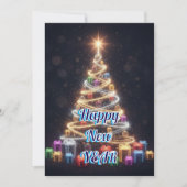 Personalized Modern Tree New Year Holiday Card シーズンカード (正面)