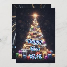 Personalized Modern Tree New Year Holiday Card シーズンカード