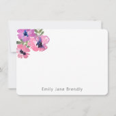 Personalized Modern Watercolor Pink Floral  ノートカード (正面)