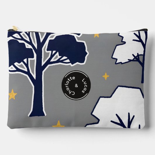 Personalized Modern Woodland Tree and Star  アクセサリーポーチ (正面)