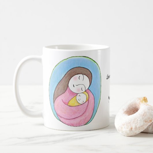 Personalized Mom and Baby Mothers Day gift  コーヒーマグカップ (ドーナツ)