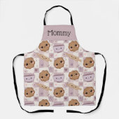 Personalized Mom Apron Kawaii Cookie Gingham Bake エプロン (正面)