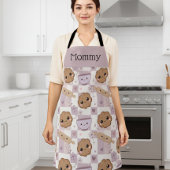 Personalized Mom Apron Kawaii Cookie Gingham Bake エプロン