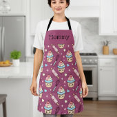 Personalized Mom Apron Kawaii Pink Blue Cupcake エプロン