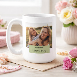 Personalized Mom I Love You Photo Sage Green コーヒーマグカップ