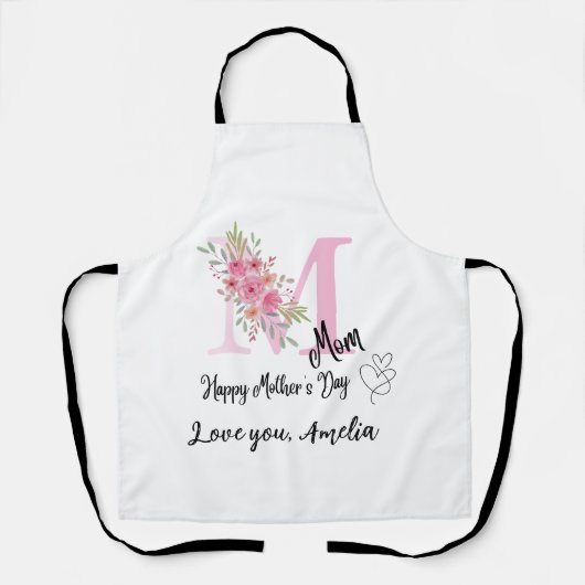 Personalized Mom Initial Apron エプロン (正面)