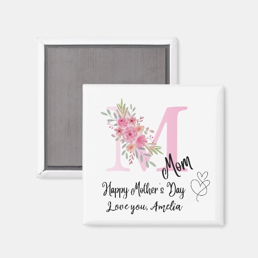 Personalized Mom Initial Fridge Magnet マグネット (正面/裏面)
