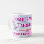 "Personalized 'Mom is Home' Floral Mug"2026 コーヒーマグカップ (正面左)