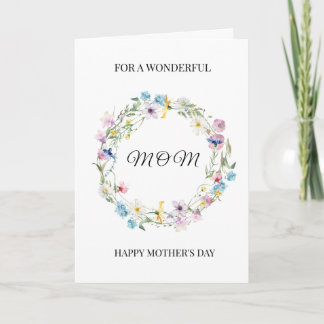 Personalized Mom Mother's Day Floral Wreath カード