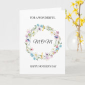 Personalized Mom Mother's Day Floral Wreath  カード (黄色い花)