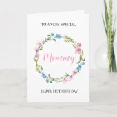 Personalized Mom Mother's Day Floral Wreath  カード (正面)